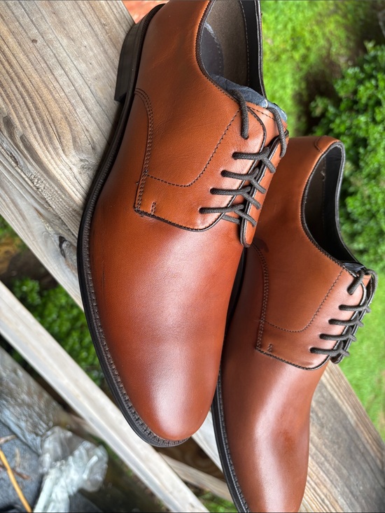 The Black Tux Other - The Black Tux | Men's Tan Leather Derby Shoes — Classic Lace-Up Dress Oxfords